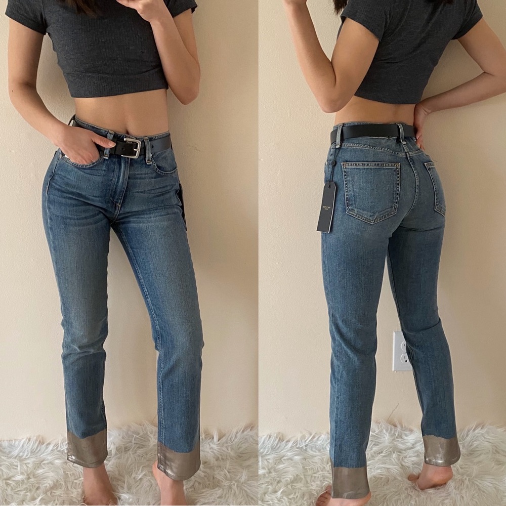 NWT Rag & Bone ankle cigarette jeans w metalic hem - Picture 4 of 7